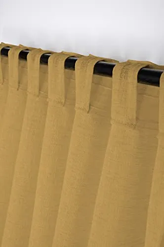 Stof Madrid voile curry 140x260 cm effet lin