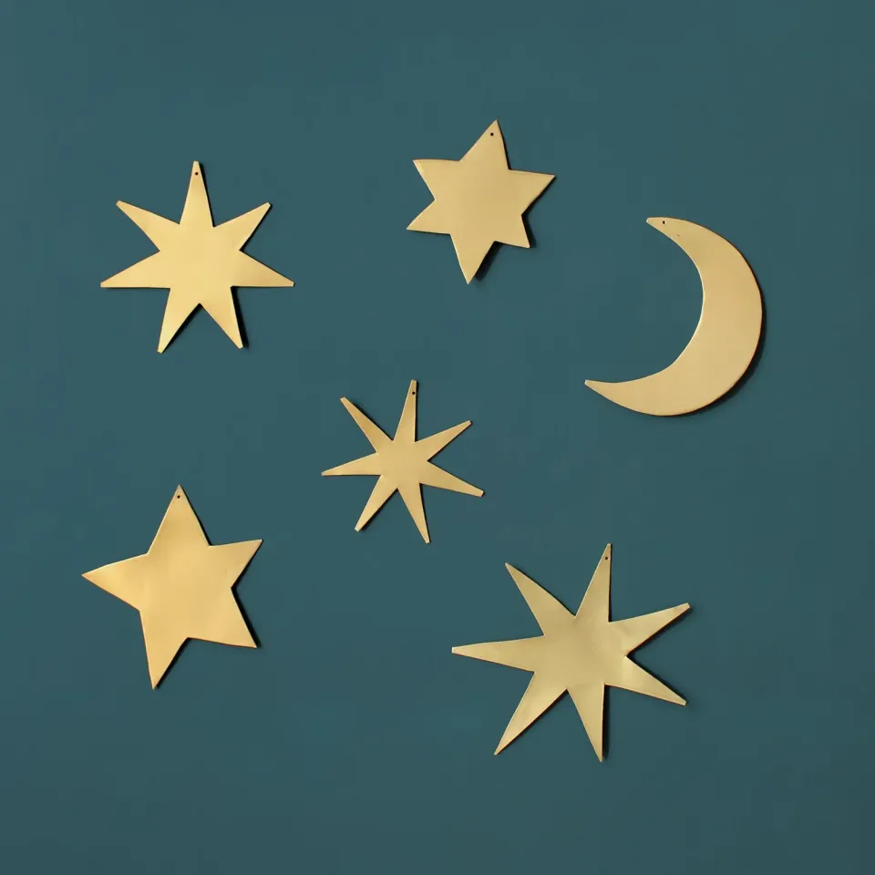 La Maison Naïve Céleste déco murale dorée lune étoiles