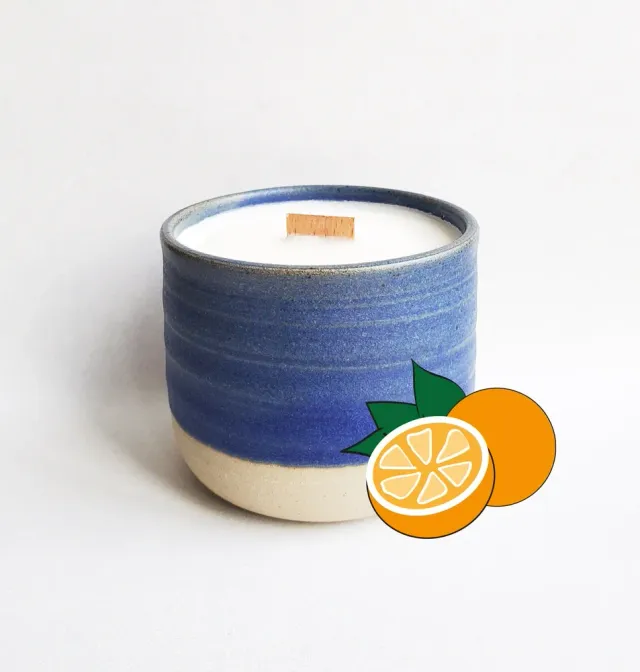 Tribu Indigo Orange douce bougie parfumée 30h mèche bois
