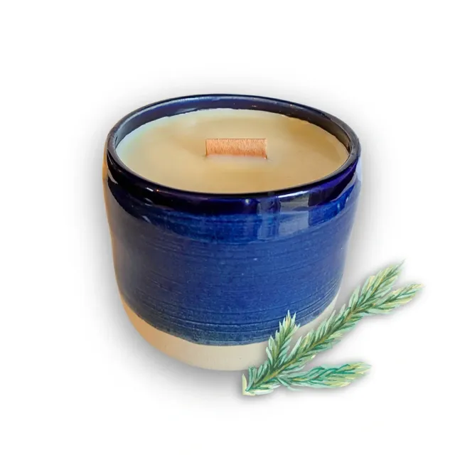 Bougie parfumée pin sylvestre artisanale 40h pot céramique