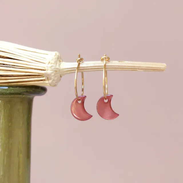 La Maison Naïve Lune boucles d’oreilles Sienne nacre