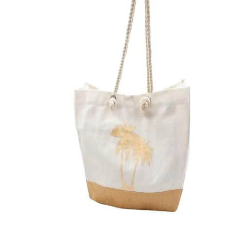 Tissushop Miami sac de plage toile de jute + pochette 38x52 cm