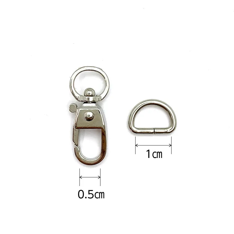 Yoko Saito set mousqueton attache D 5 mm 10 mm argent