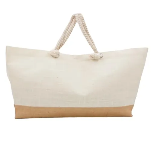 Tissushop Miami sac de plage toile de jute + pochette 38x52 cm