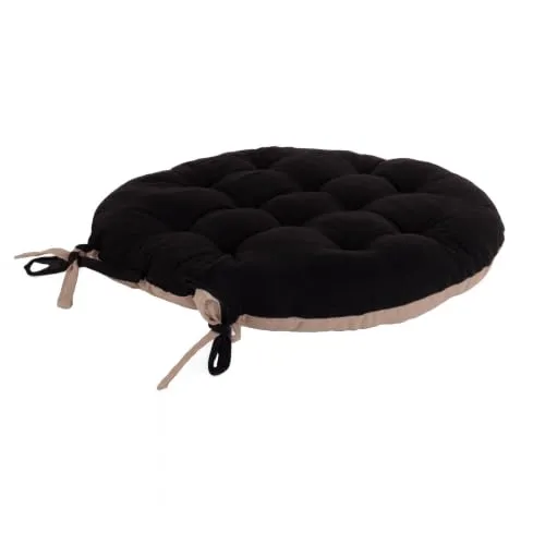 STOF Duo galette de chaise ronde Ø38 cm noir lin coton