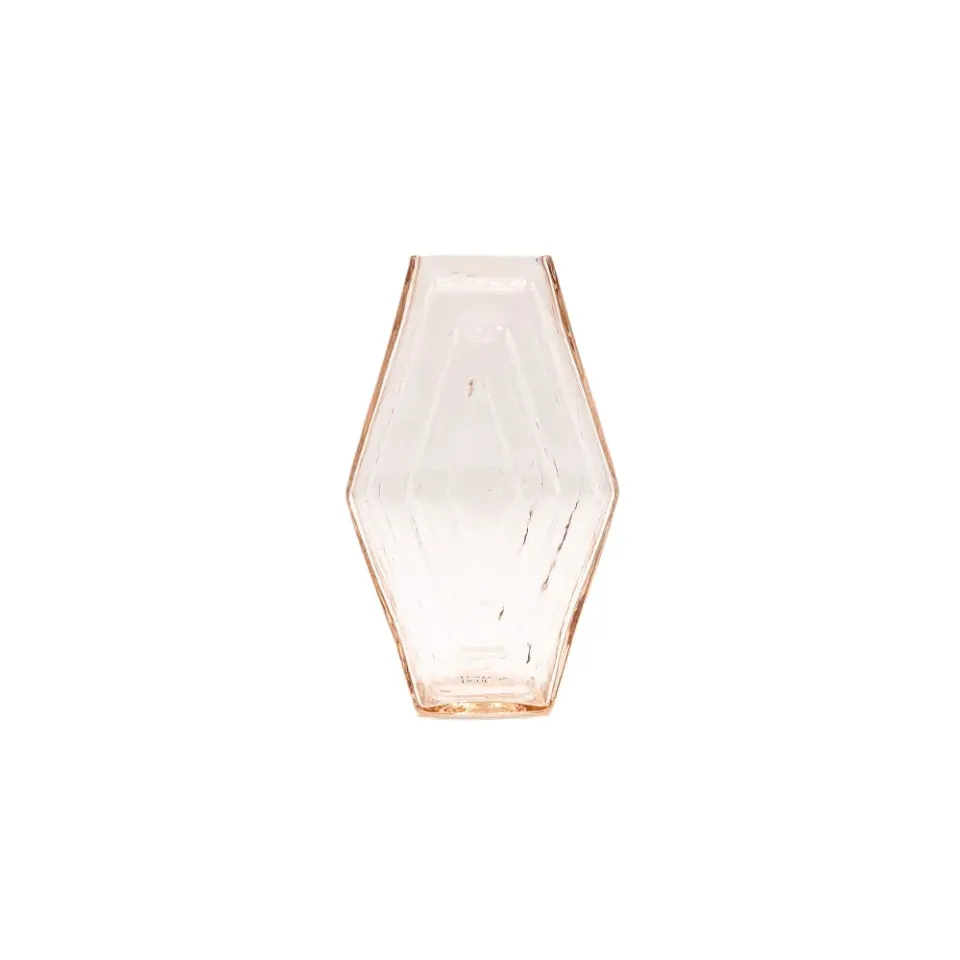 La Maison Naïve Petit Vase Hexagonal Rose verre recyclé rose