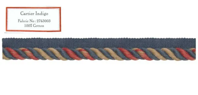 French General Cartier Indigo galon décoratif au mètre bleu