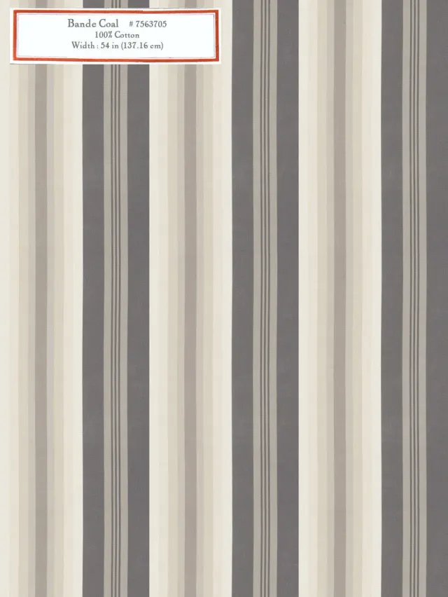 French General Bande tissu ameublement Coal au mètre 137 cm