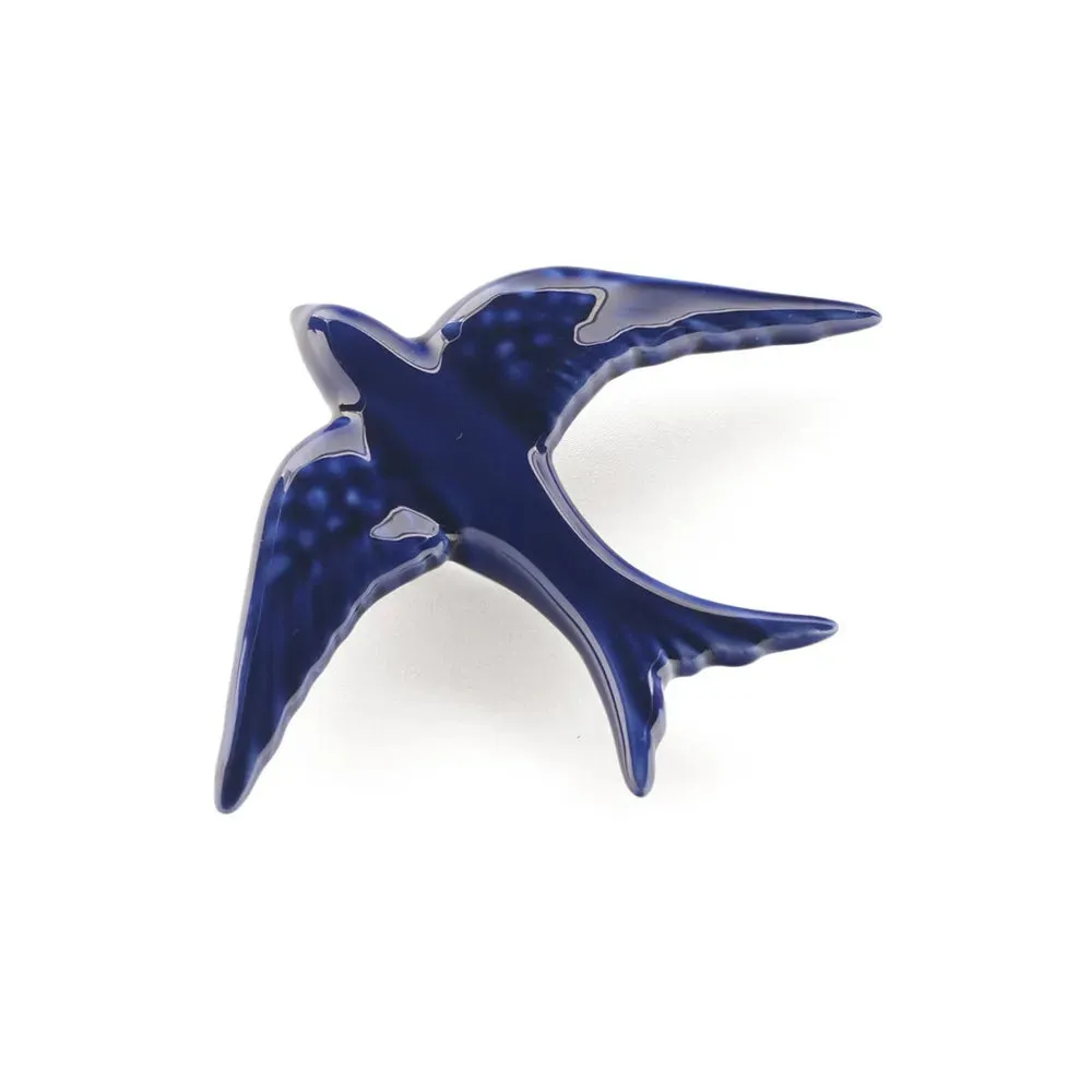 La Maison Naïve lot 3 hirondelles céramique indigo émaillée