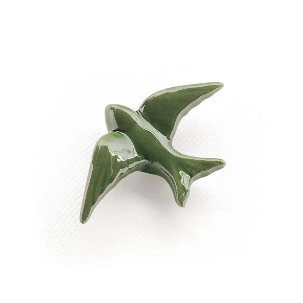 La Maison Naïve Hirondelles céramique Vert Olive lot de 3