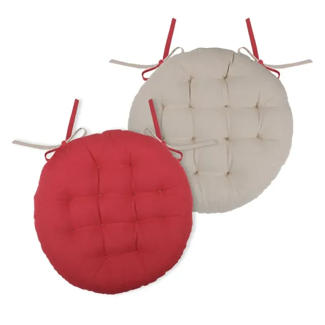 STOF Duo galette de chaise Ø 38 cm rouge lin coton