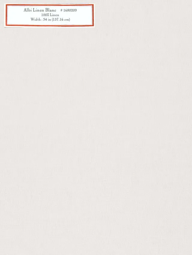 French General Albi Linen tissu ameublement blanc 54 pouces