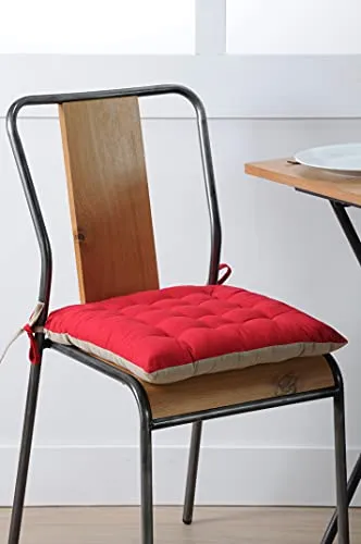 STOF Romantique galette de chaise 40x40 cm rouge lin coton
