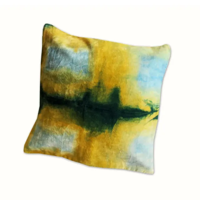 Tribu Indigo coussin déco shibori velours vert 40x40