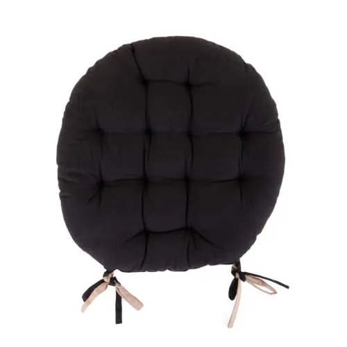 STOF Duo galette de chaise ronde Ø38 cm noir lin coton