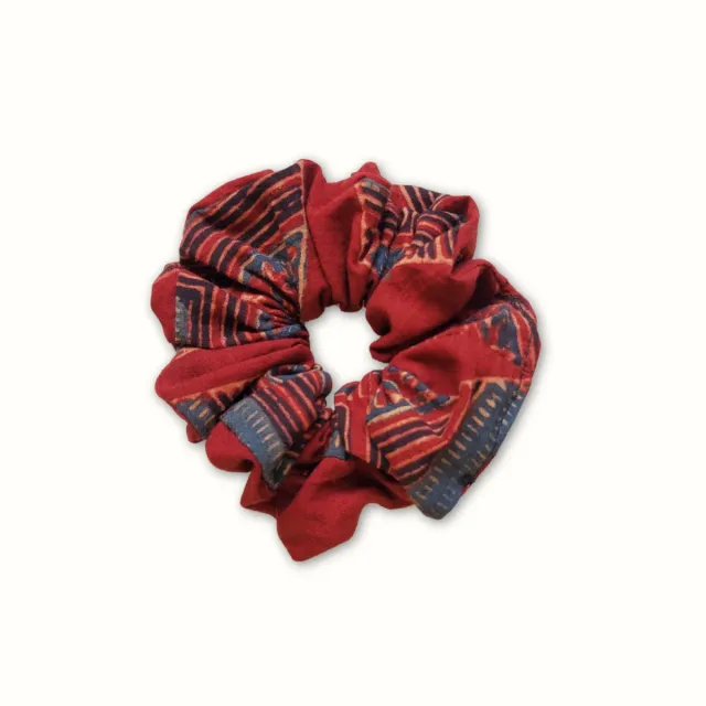 Tribu Indigo chouchou rouge rayures coton bio