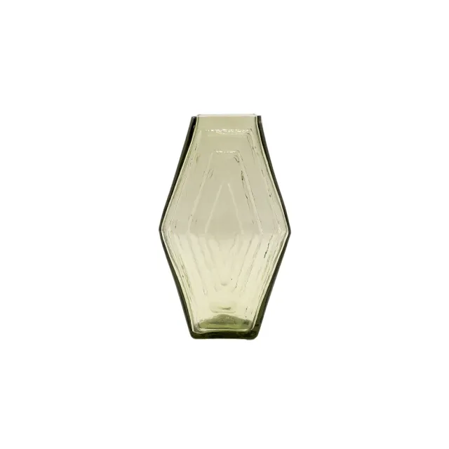 La Maison Naïve Hexagonal petit vase vert fumé verre