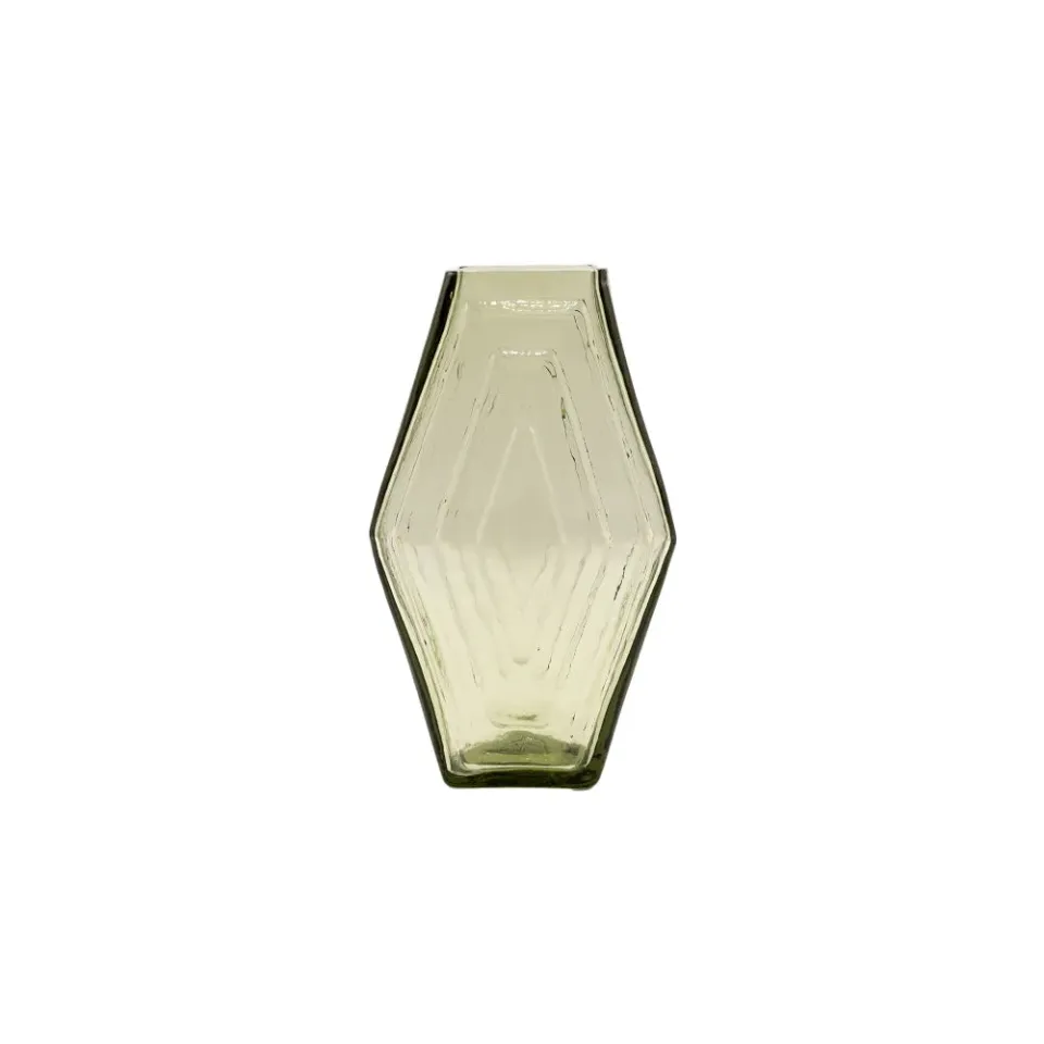 La Maison Naïve Hexagonal petit vase vert fumé verre