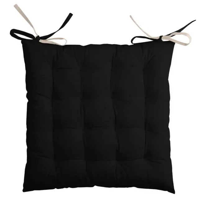 STOF Duo galette de chaise coton noir lin 40x40 cm
