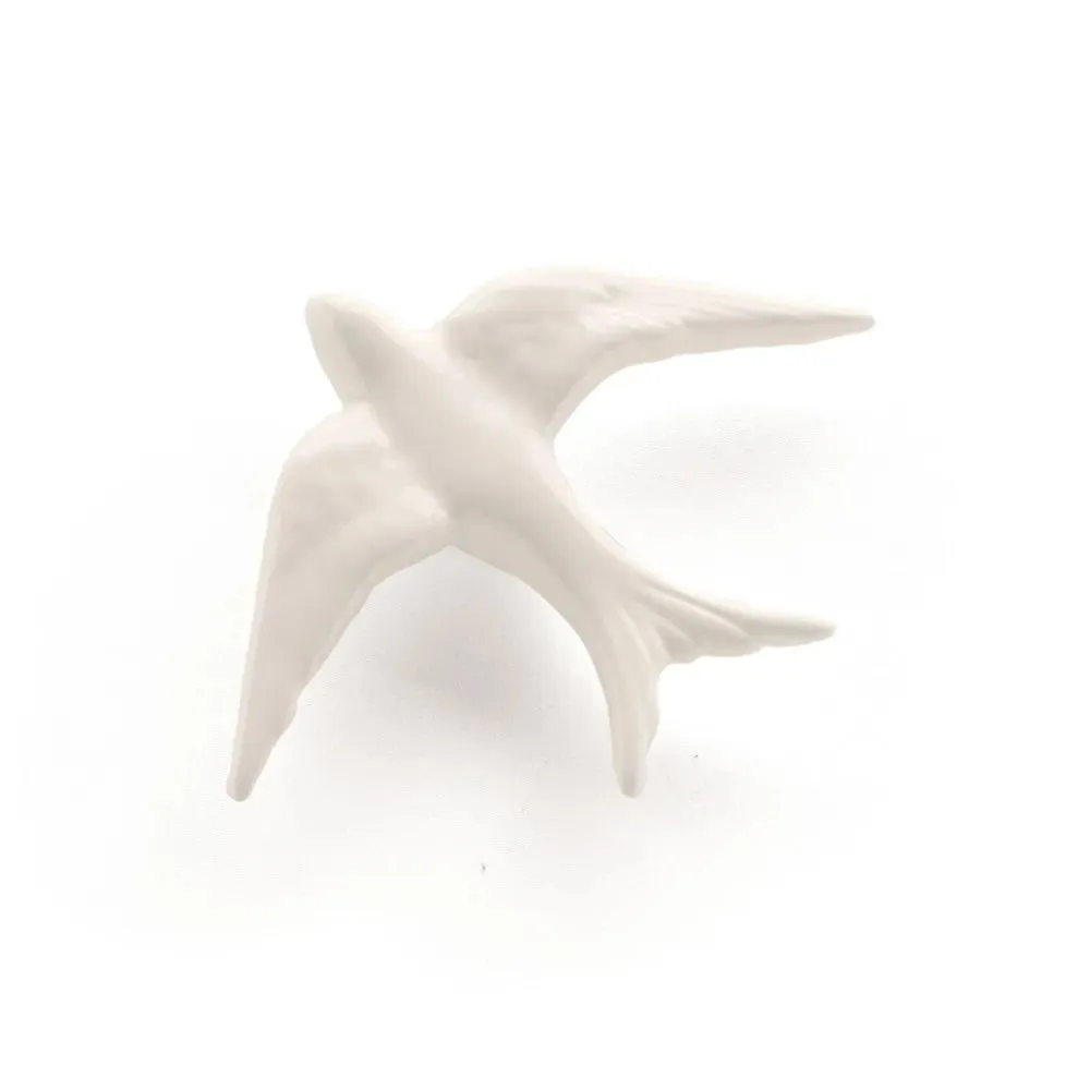 La Maison Naïve lot 3 hirondelles céramique blanc cassé