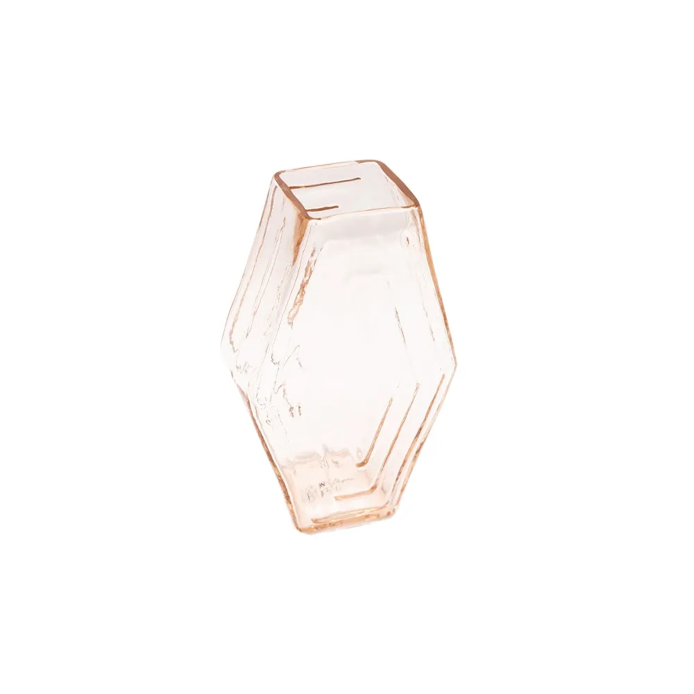 La Maison Naïve Petit Vase Hexagonal Rose verre recyclé rose
