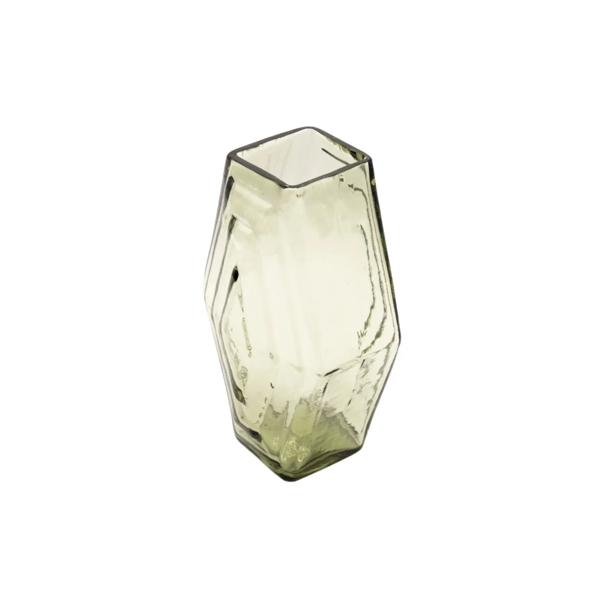 La Maison Naïve Hexagonal petit vase vert fumé verre