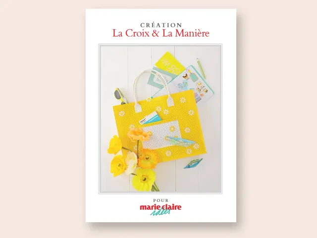 La Croix et La Manière livret cabas fleurs jaune blanc 14,5x21 cm