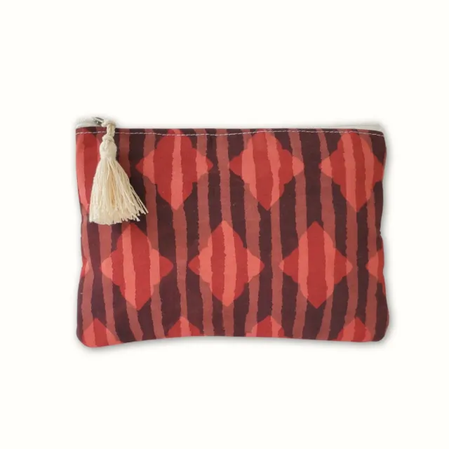 Tribu Indigo Block pochette tissu 21x15 rouge garance