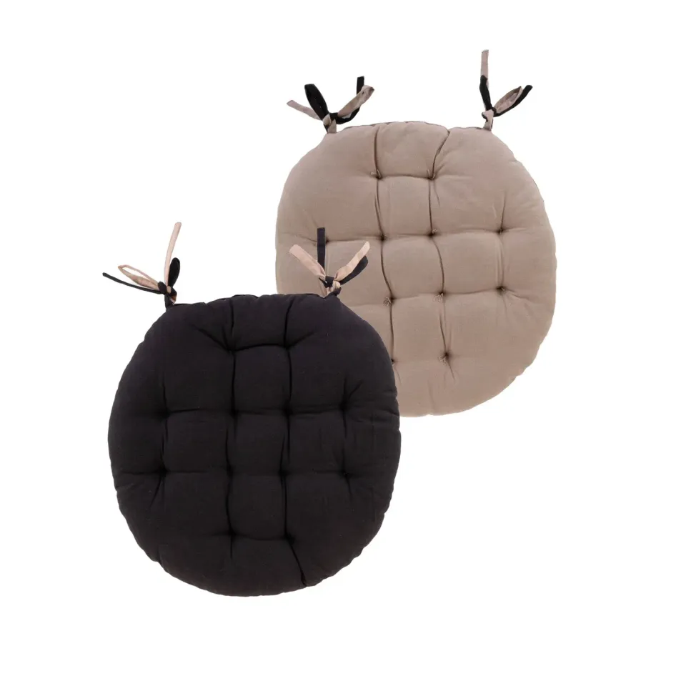 STOF Duo galette de chaise ronde Ø38 cm noir lin coton