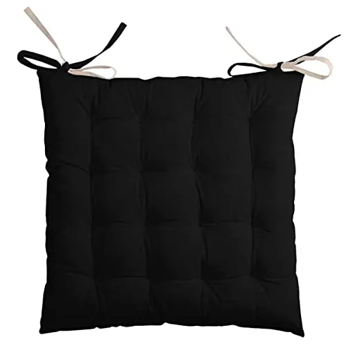 STOF Duo galette de chaise coton noir lin 40x40 cm