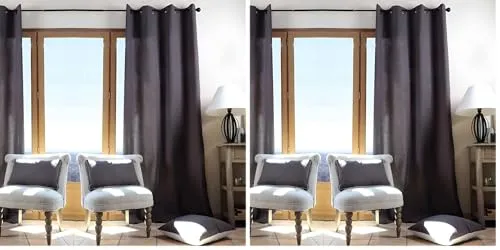 STOF Duo rideau occultant coton gris 135x240 cm 1 panneau
