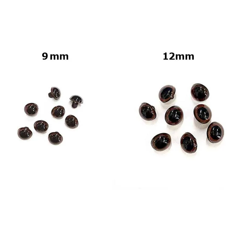 Yoko Saito yeux plastique boutonnière 9 mm marron lot 8