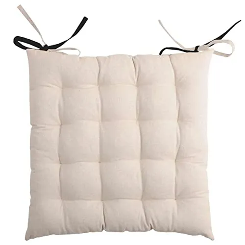 STOF Duo galette de chaise coton noir lin 40x40 cm