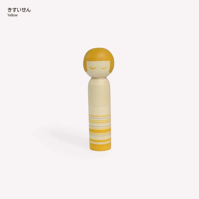 Cohana Kokeshi pique-aiguilles bois jaune + 3 aiguilles